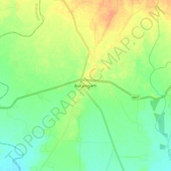Mappa topografica Naraingarh, altitudine, rilievo