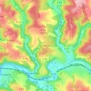 Mappa topografica Streitholz, altitudine, rilievo