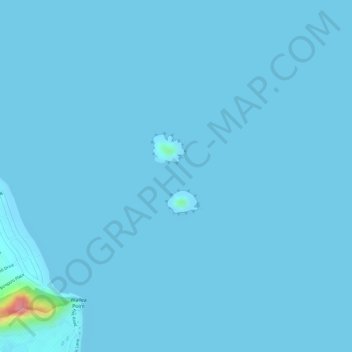 Mappa topografica Mokulua Islands, altitudine, rilievo