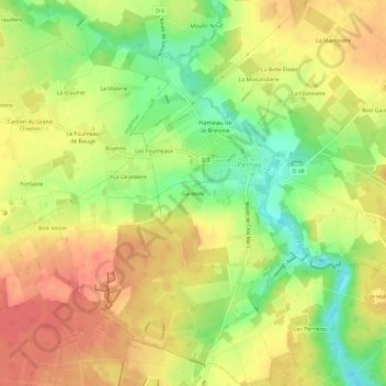 Mappa topografica Garande, altitudine, rilievo