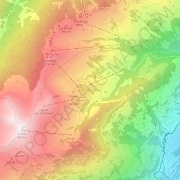 Mappa topografica Champoussin, altitudine, rilievo