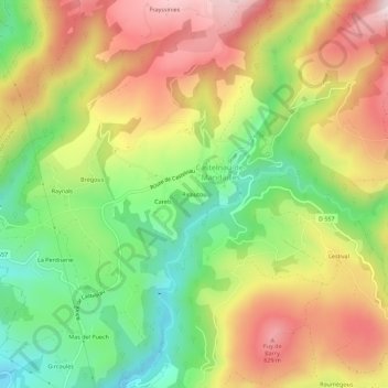 Mappa topografica Ricoutou, altitudine, rilievo
