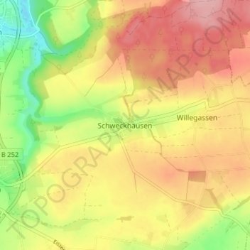Mappa topografica Schweckhausen, altitudine, rilievo