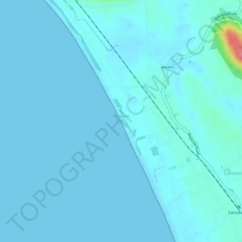 Mappa topografica Velsao Beach, altitudine, rilievo
