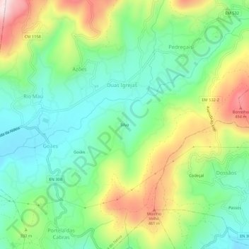 Mappa topografica Silva, altitudine, rilievo