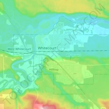 Mappa topografica Whitecourt, altitudine, rilievo