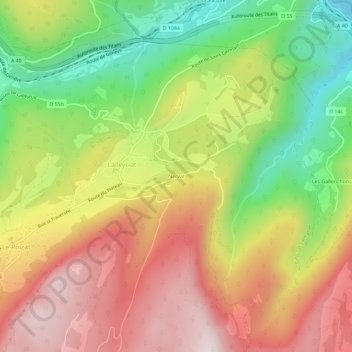 Mappa topografica Nerval, altitudine, rilievo