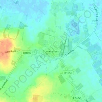 Mappa topografica Somersham, altitudine, rilievo