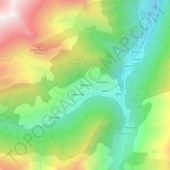 Mappa topografica Rémous, altitudine, rilievo