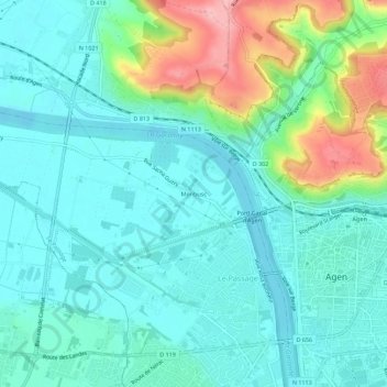 Mappa topografica Monbusc, altitudine, rilievo