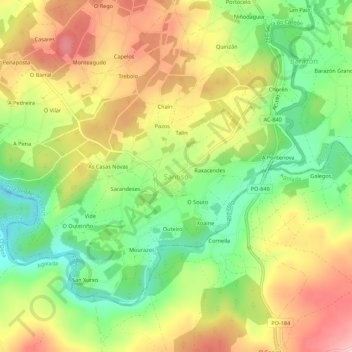 Mappa topografica Santiso, altitudine, rilievo
