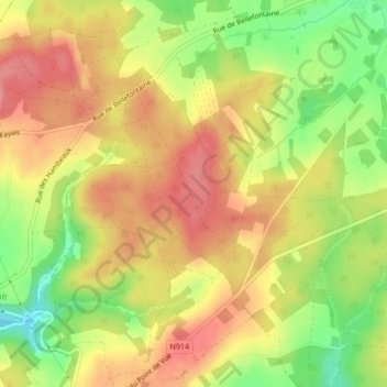 Mappa topografica Ronchy, altitudine, rilievo