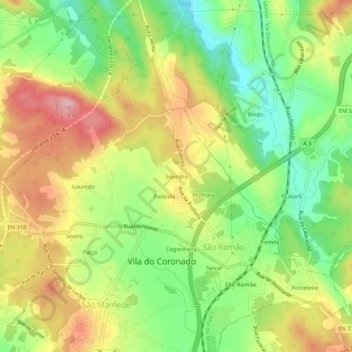 Mappa topografica Seixinho, altitudine, rilievo
