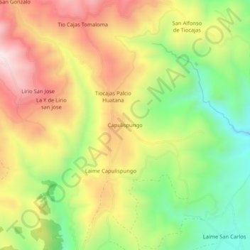 Mappa topografica Capulispungo, altitudine, rilievo