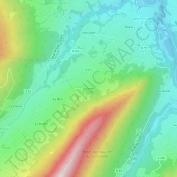 Mappa topografica Le Crozet, altitudine, rilievo