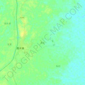 Mappa topografica 朱凤, altitudine, rilievo