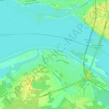 Mappa topografica Kahnawake, altitudine, rilievo