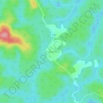 Mappa topografica Bindoumba, altitudine, rilievo