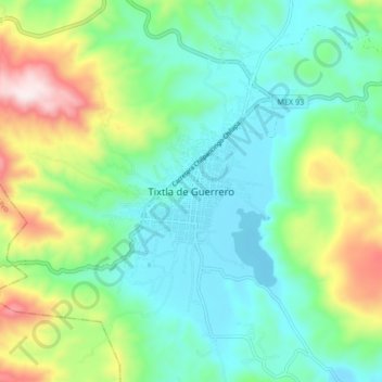 Mappa topografica Tixtla de Guerrero, altitudine, rilievo