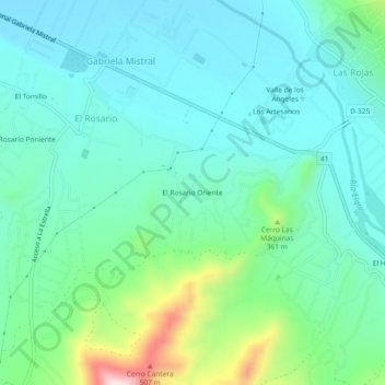 Mappa topografica El Rosario Oriente, altitudine, rilievo