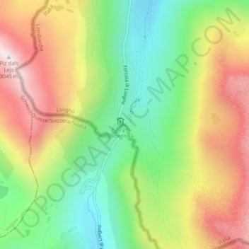 Mappa topografica Passo Forcola di Livigno, altitudine, rilievo