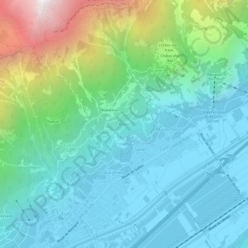 Mappa topografica Rodoz, altitudine, rilievo
