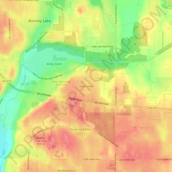 Mappa topografica Cedar View, altitudine, rilievo
