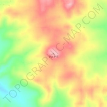 Mappa topografica Box Hill, altitudine, rilievo