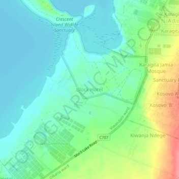 Mappa topografica Block Hotel, altitudine, rilievo