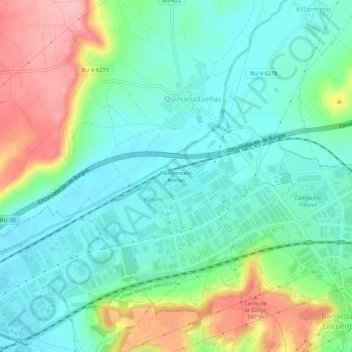 Mappa topografica Villagonzalo-Arenas, altitudine, rilievo