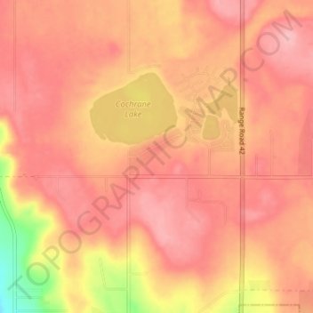Mappa topografica Cochrane Lake, altitudine, rilievo