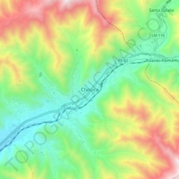 Mappa topografica Chosica, altitudine, rilievo