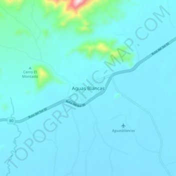Mappa topografica Aguas Blancas, altitudine, rilievo