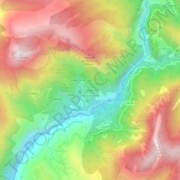 Mappa topografica Colombier, altitudine, rilievo