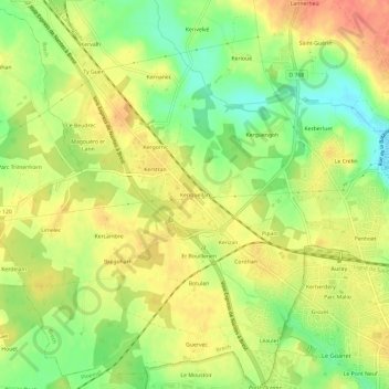 Mappa topografica Keriquellan, altitudine, rilievo