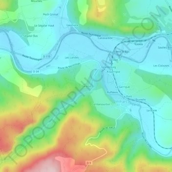 Mappa topografica Darasse, altitudine, rilievo