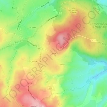 Mappa topografica La Poule, altitudine, rilievo