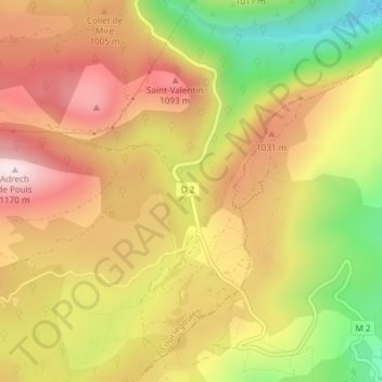 Mappa topografica La Garussière, altitudine, rilievo