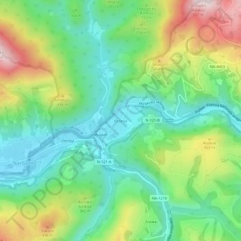 Mappa topografica Oronoz, altitudine, rilievo