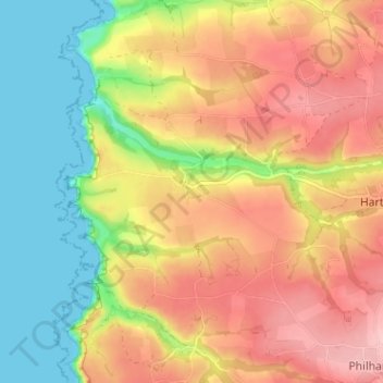 Mappa topografica Stoke, altitudine, rilievo