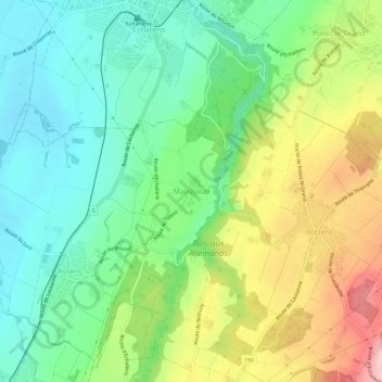 Mappa topografica Malapalud, altitudine, rilievo