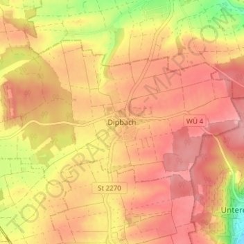 Mappa topografica Dipbach, altitudine, rilievo