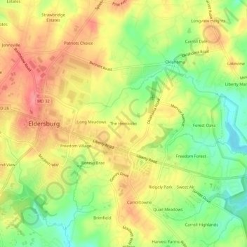 Mappa topografica The Hemlocks, altitudine, rilievo