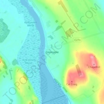 Mappa topografica Glencaple, altitudine, rilievo