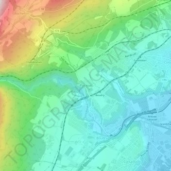 Mappa topografica Trois-Rods, altitudine, rilievo