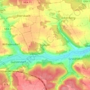 Mappa topografica Borbath, altitudine, rilievo