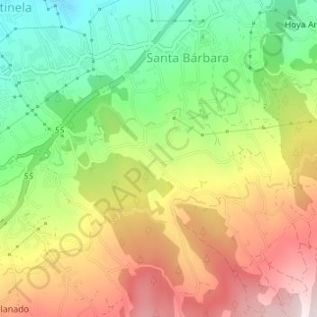 Mappa topografica Llanito Perera, altitudine, rilievo