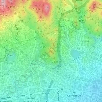 Mappa topografica Cerro de la Tortuga, altitudine, rilievo
