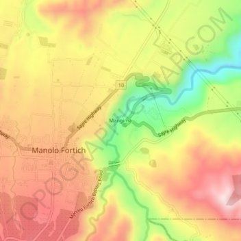 Mappa topografica Mangima, altitudine, rilievo