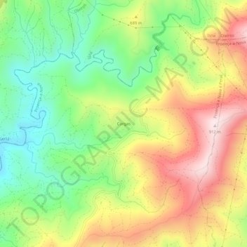 Mappa topografica Corgas, altitudine, rilievo